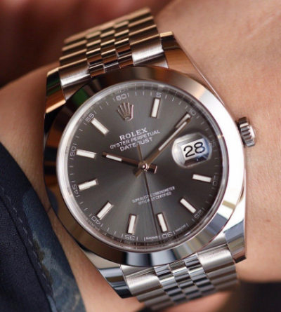  Rolex Datejust 41mm Replica 3255 Watch - Grey Dial Jubilee Band